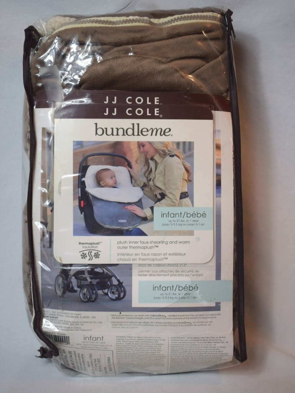 NIP JJ Cole BundleMe Baby Infant Bunting Bag Warm Grey Cream Car Seat Cover